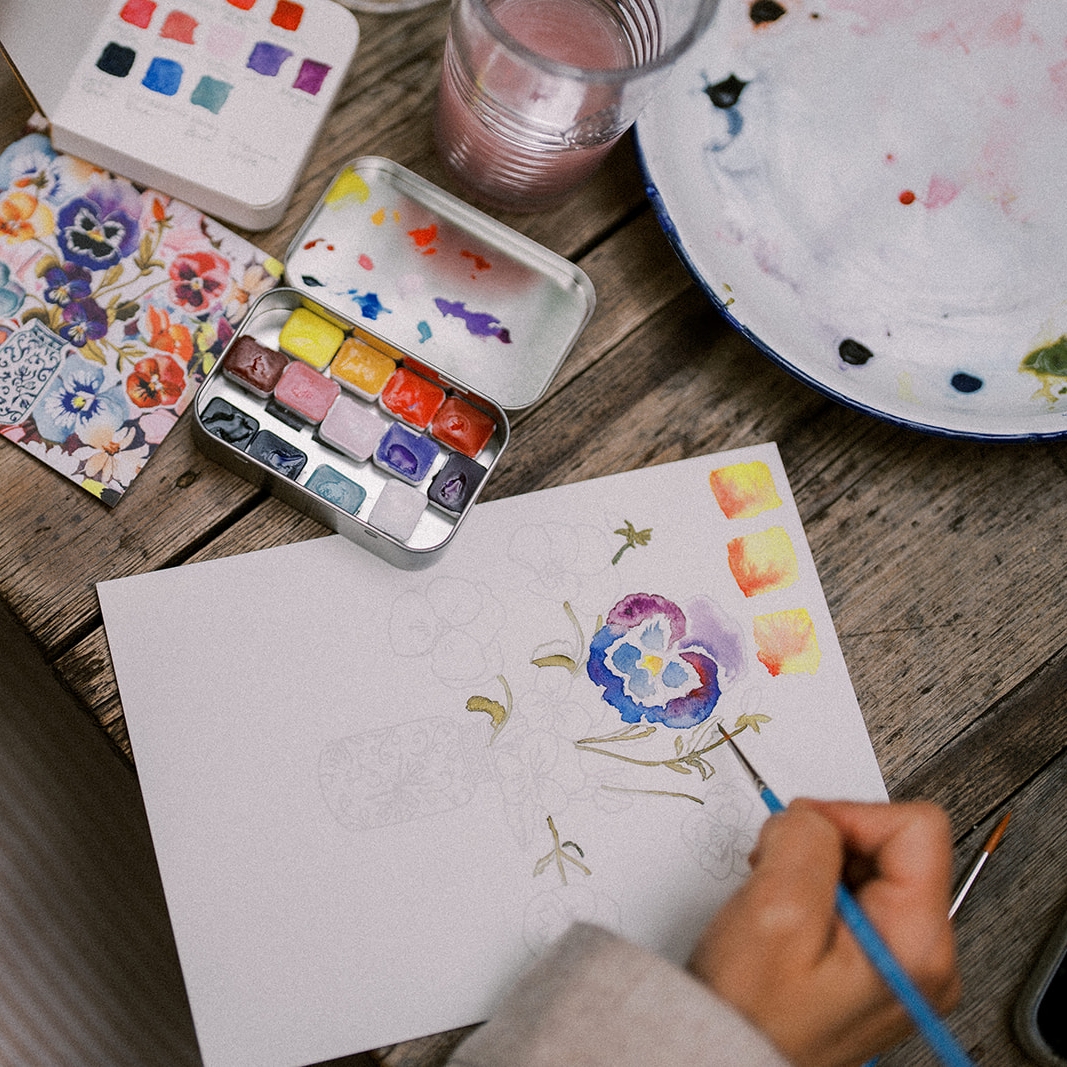 An Afternoon of Pansies: Watercolor in the Spring Garden